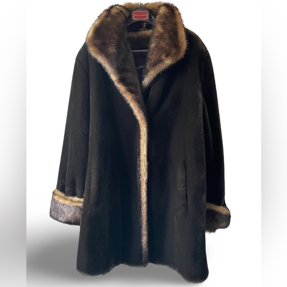 NWOT fun piece! brown London Fog fake faux sable fur Swing A-line Coat, S M - Picture 1 of 5